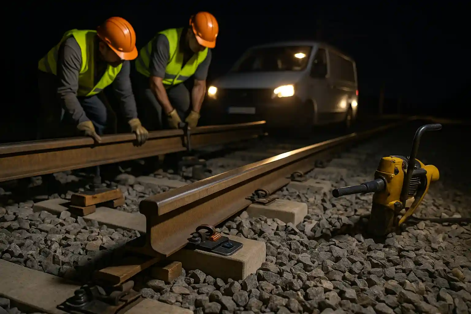 placas de asiento Calatayud en vía de alta velocidad, sustitución nocturna