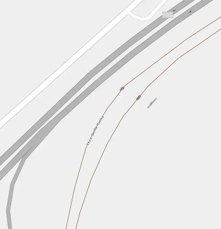 Plano del trazado de la vía general 2 del Puerto de Huelva