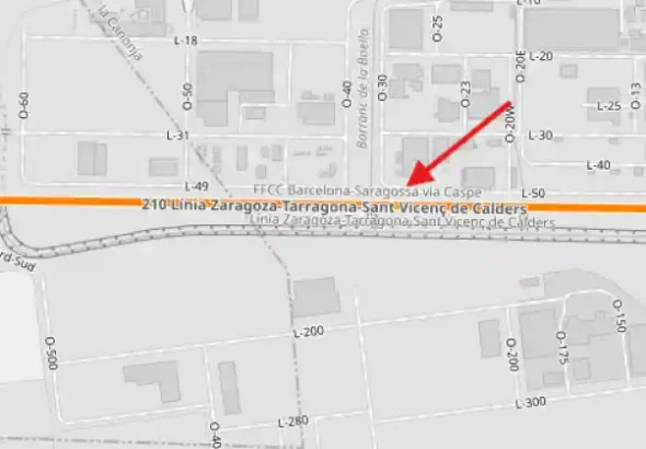 La Canonja. En la zona señalada, irá un nuevo cambiador de ancho para los trenes de ancho estándar.